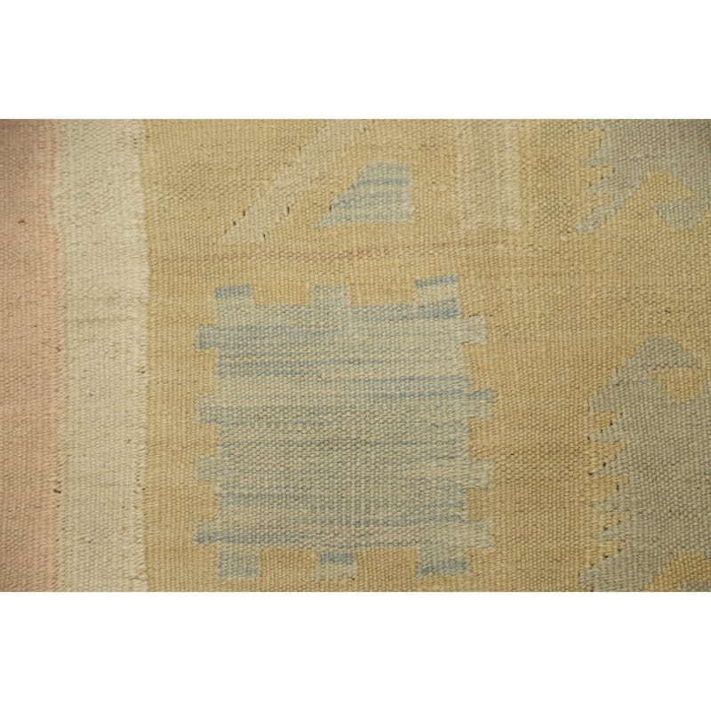 Hand Woven Oriental 100% Wool Carpet Southwestern Tribal Yellow & Gold Kilim Area Rug - 4' 9'' X 3' 2''