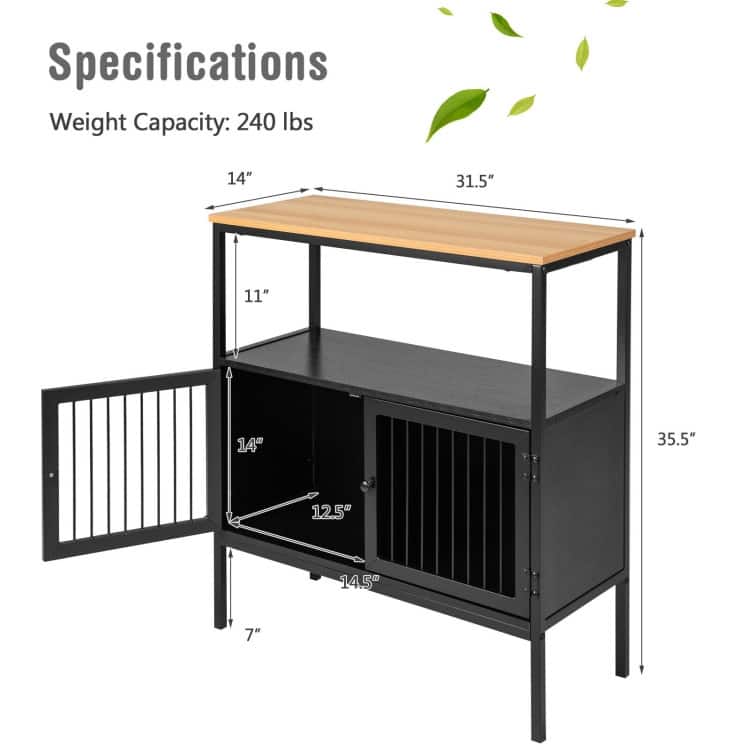 Kitchen Buffet Cabinet with 2 Doors and Open Shelf-Black - 31.5'' x 14'' x 35.5''