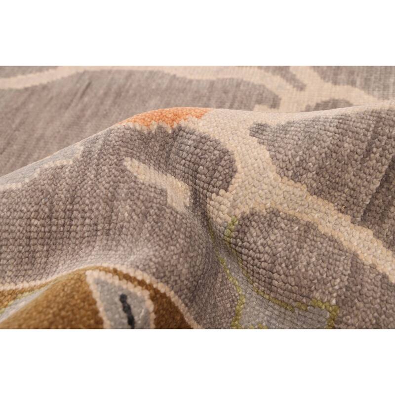 ECARPETGALLERY Hand-knotted Modern Oushak Dark Grey Wool Rug - 8'11 x 11'10