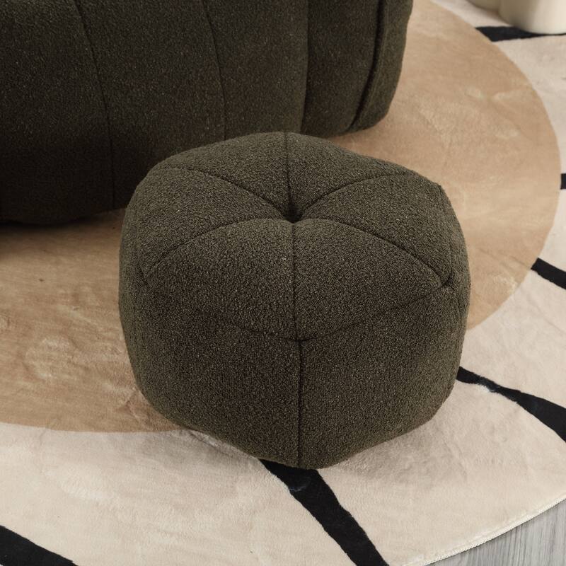 Modern Chenille Bean Bag Chair with Ottoman, Set of 1