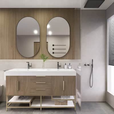 Noble 60" Free Standing Vanity with Reinforced Acrylic Double Sink - 60" Width