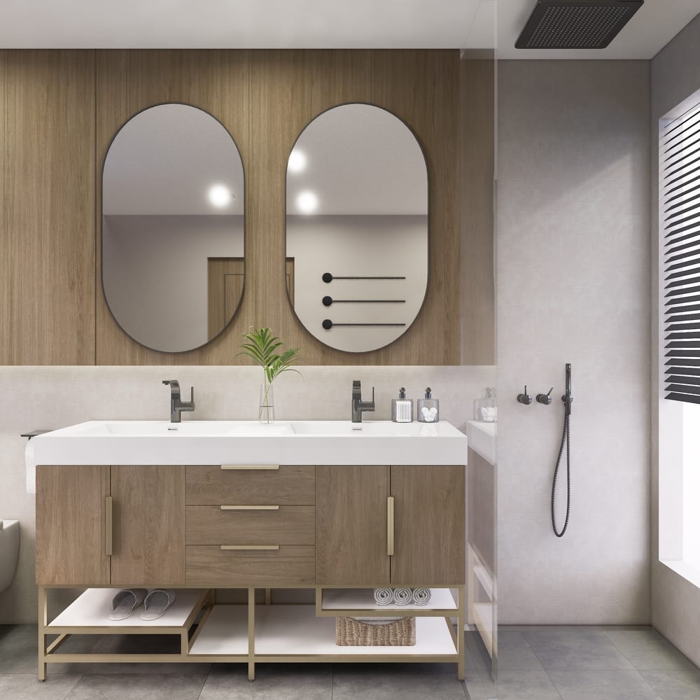 Noble 60" Free Standing Vanity with Reinforced Acrylic Double Sink - 60" Width