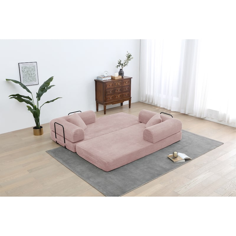 Twilight 2 - Piece Convertible Sleeper Sofa Bed, Corduroy Folding Mattress Couch with Fixed-Shape Framefor Cozy Living Spaces