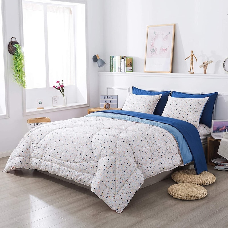 KASENTEX 5 or 7 Piece Bed in A Bag Microfiber Down Alternative Comforter Bedding Set with Sheets and Pillow Cases All Season