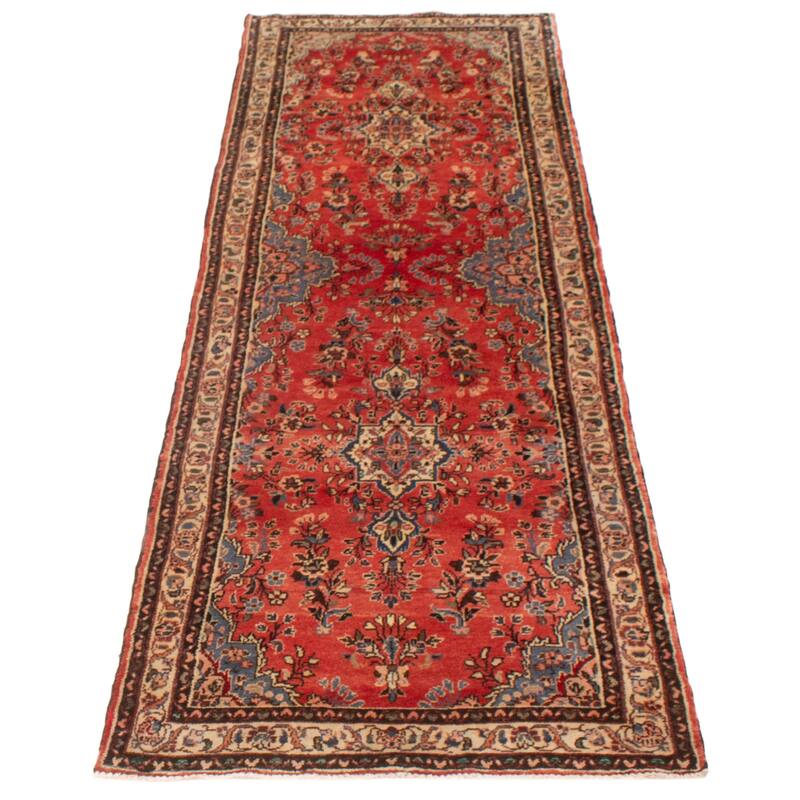ECARPETGALLERY Hand-knotted Andelz Red Wool Rug - 3'3 x 10'3
