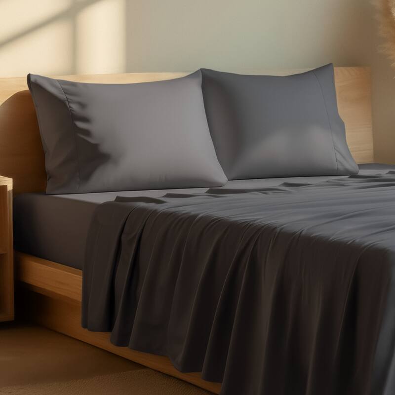 Bare Home Microfiber Sheet Set with Envelope Pillowcases - King - Forged Iron Grey