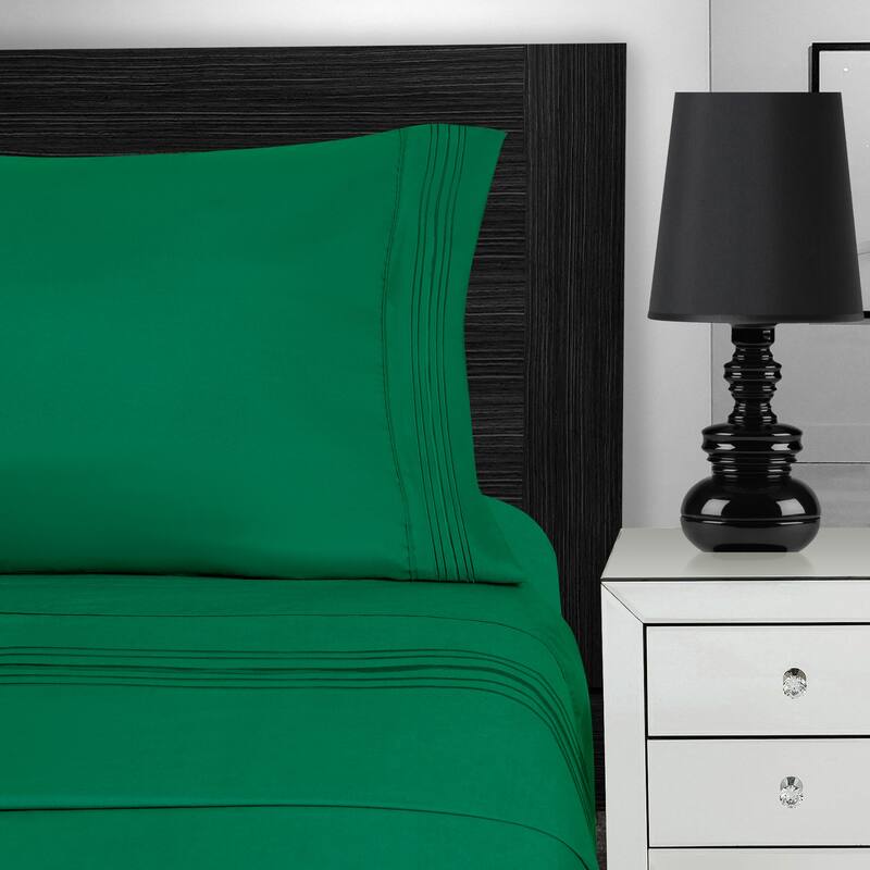 Superior Embroidered Microfiber Deep Pocket Bed Sheet Set