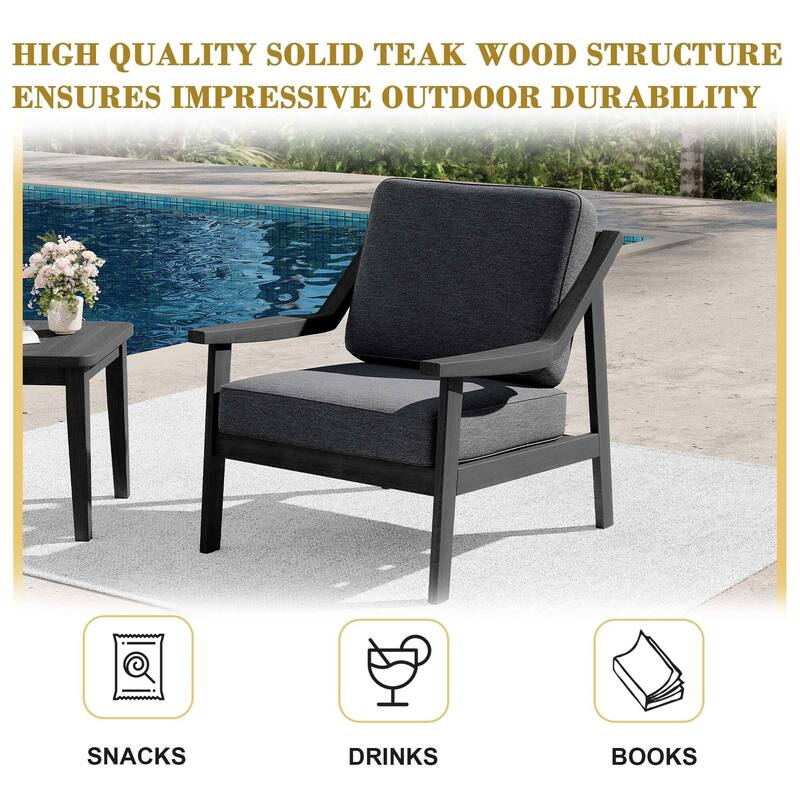 Outdoor Patio Club Chair Arm Lounge Cushion Chair (Set of 2)