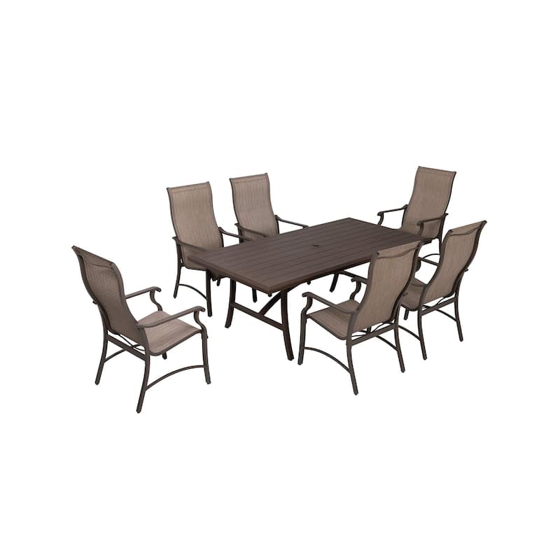 Outdoor Dining Set, Rectangular Aluminum Umbrella Dining Table