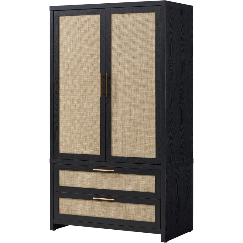 Large - Capacity Bohemian Storage Cabinet with Two Drawers and Adjustable Shelves