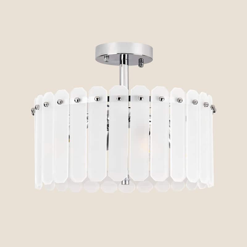 4 - Light Drum Semi Flush Mount - Chrome - N/A