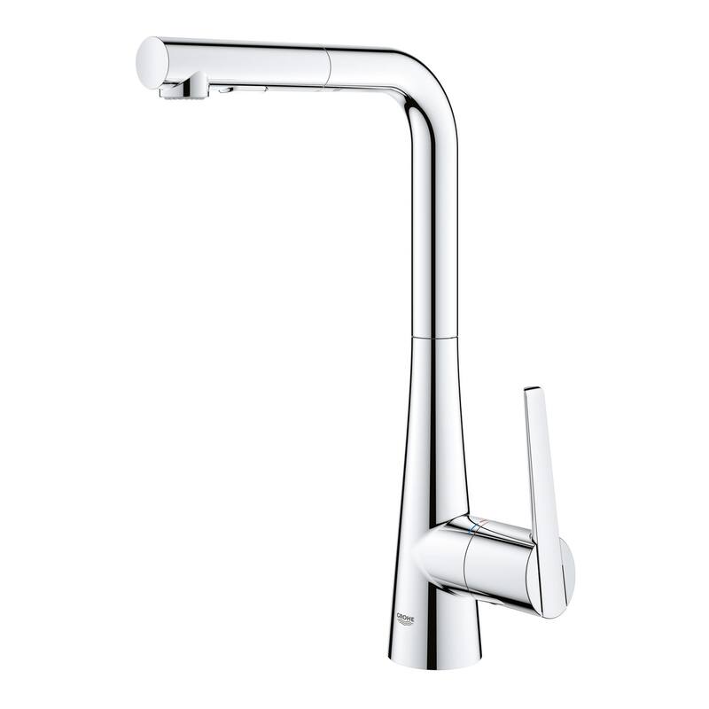 Grohe Zedra 1.75 GPM Single Hole Pull Out Kitchen Faucet with SilkMove