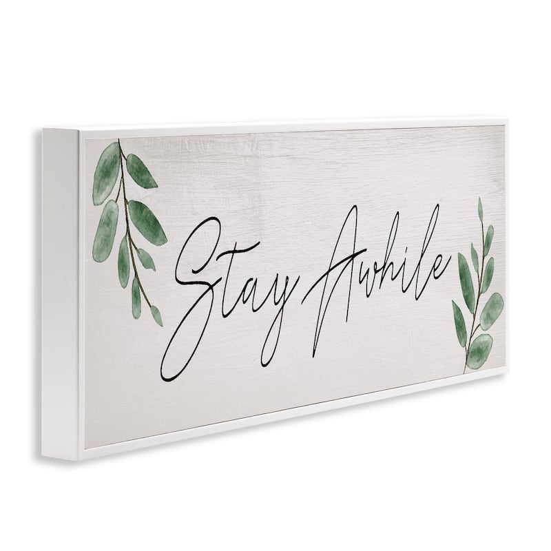 Stupell Stay Awhile with Plant Sprigs Framed Giclee Art Design By Lil' Rue