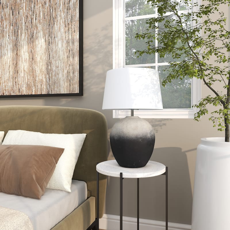 Ceramic Ombre Room Table Lamp with Drum Shade - Black - Roche River Decor
