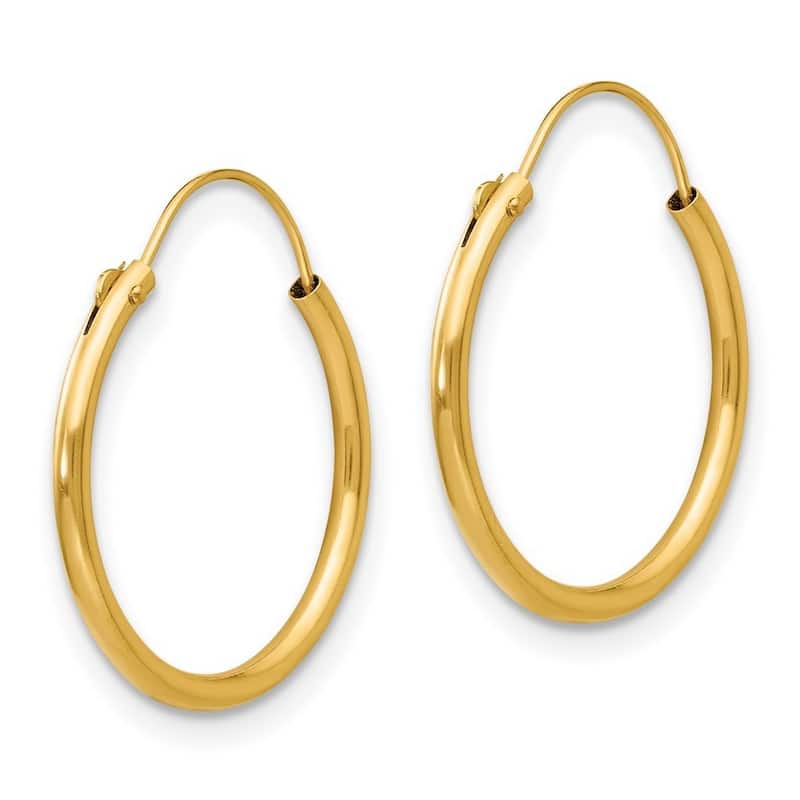 Curata 14k Yellow Gold Polished 15mm Hoop Earrings -