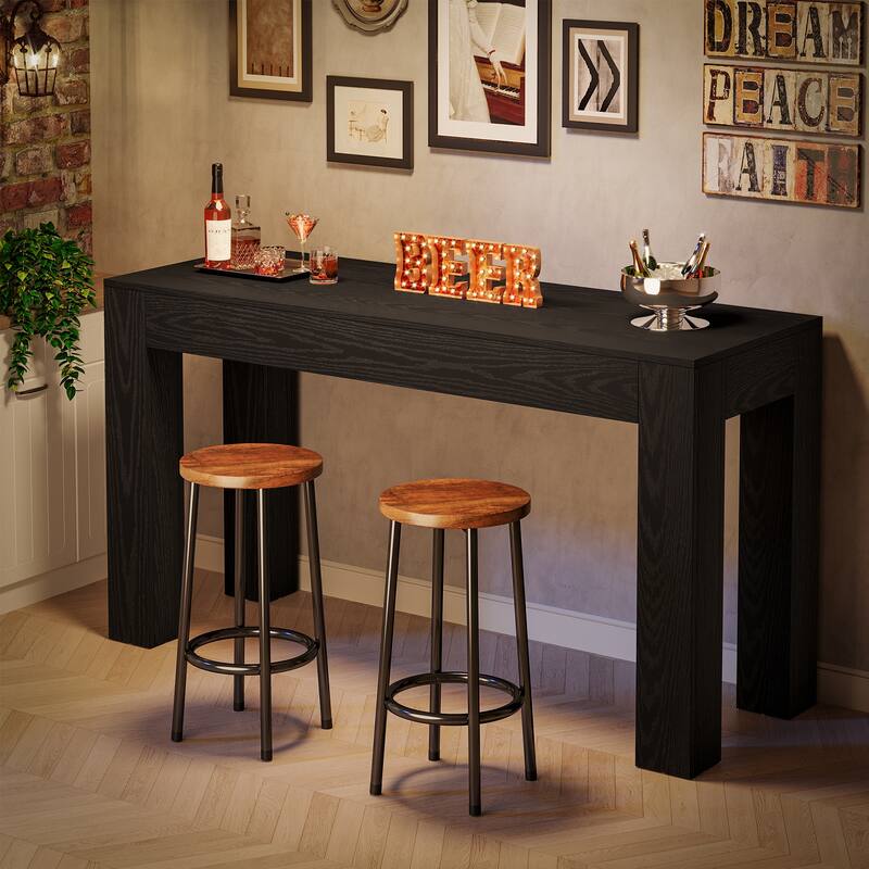 63" Long Bar Table, Wooden Counter Height Bar Table