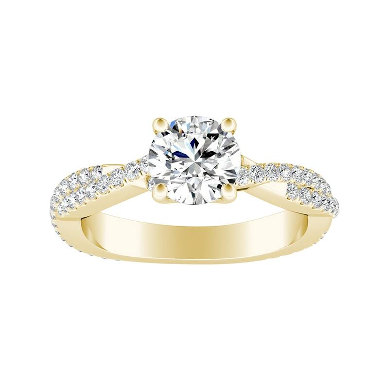 Auriya 3/4ct Twisted Moissanite and 1/2ctw Diamond Engagement Ring 14K Gold - Yellow - 4.5