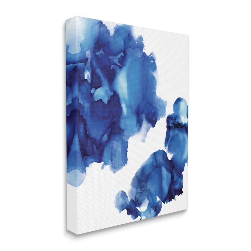 Stupell Blue Ink Blot Abstraction Over White Canvas Wall Art