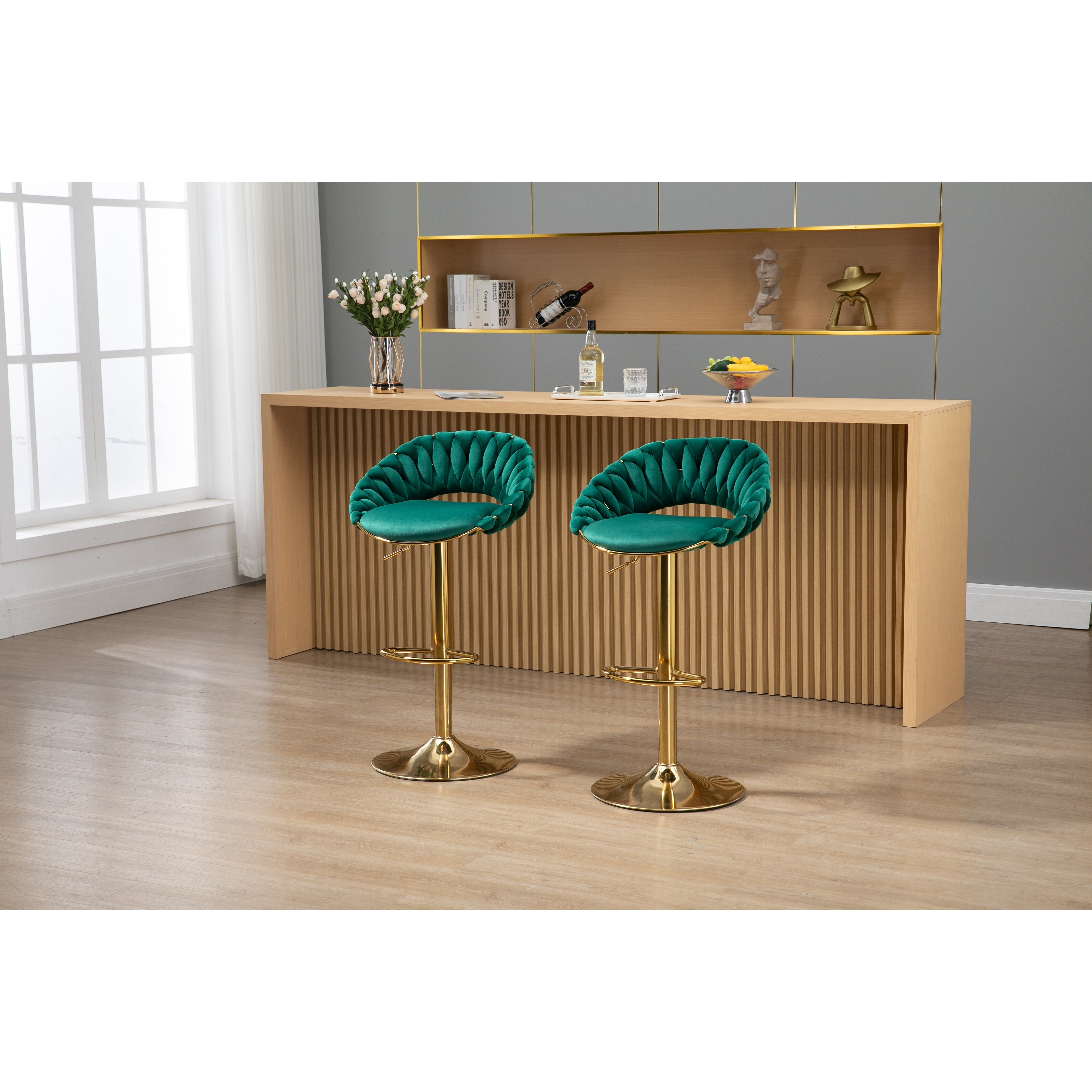 Kitchen Island Emerald Green Bar Chairs Swivel Barstools Set Of