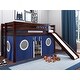 preview thumbnail 1 of 4, JACKPOT Contemporary Low Loft Twin Bed with Ladder, Slide and Tent