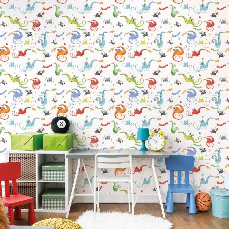 Galerie Wallcoverings Tiny Tots 2 Dragons Non-woven Matte Wallpaper Roll