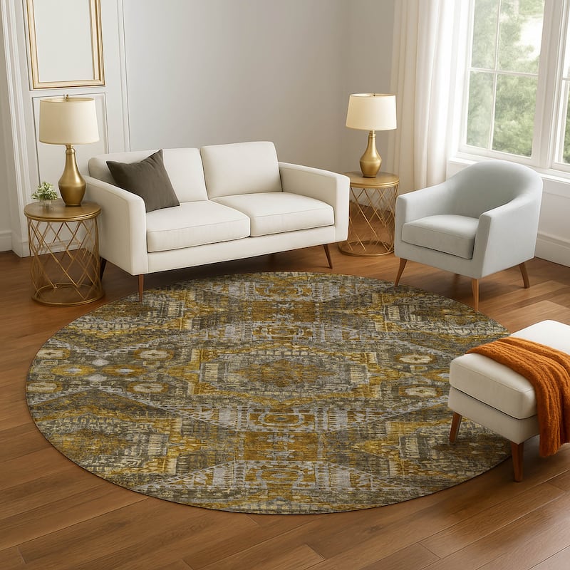 Premium Washable Super Soft Traditional Vintage Mayfield Rug - Brown - 8' x 8'