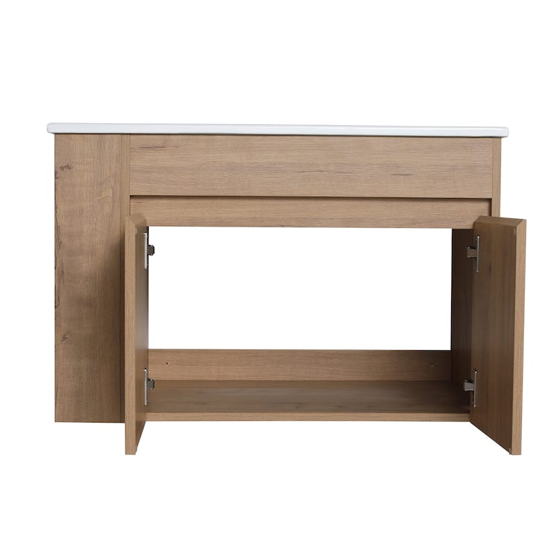 30 inch Wood Wall-Mounted Bathroom Vanity Set with Integrated Ceramic Sink