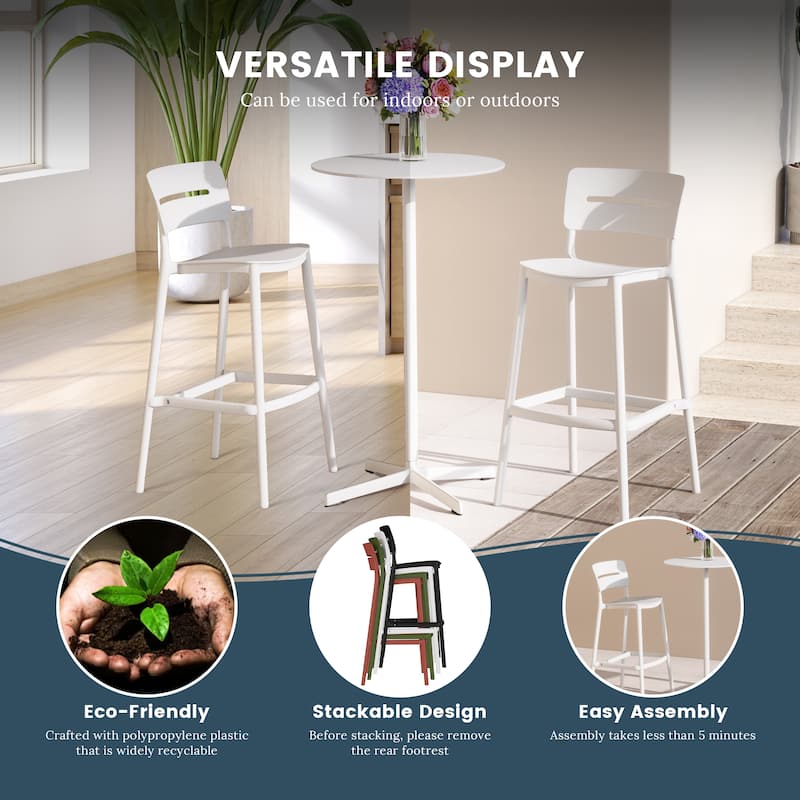 Frond and Form 29.5" Outdoor Patio Poly Plastic Bar Stool (Set of 2)