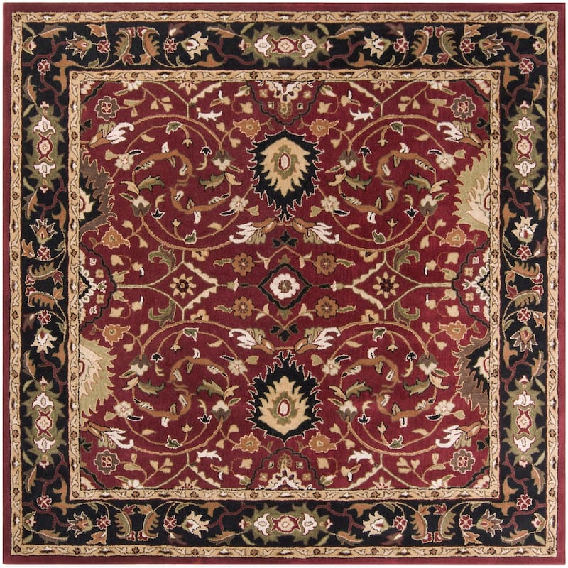 Livabliss Caesar Updated Traditional Border Area Rug - 9'9" x 9'9" Square - Burgundy/Black