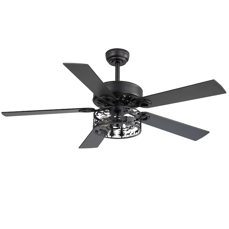 52-inch Reversible 5-Blade Caged Ceiling Fan with Light and Remote