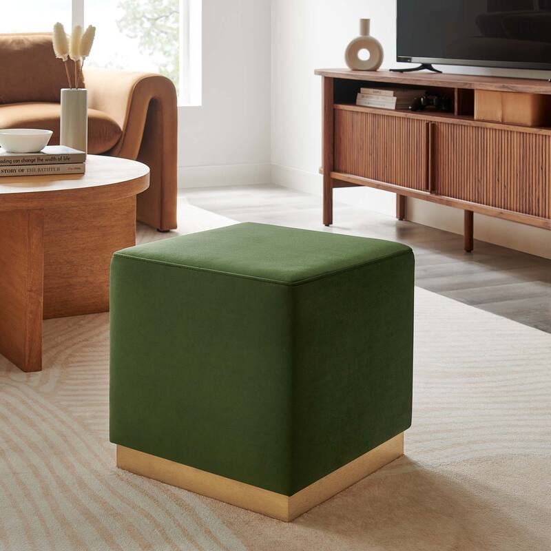 Tilden 17"/28" Square Performance Velvet Upholstered Ottoman - 17"W x 17"L x 16"H - Moss Green Natural