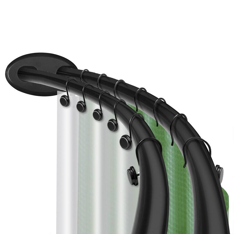 Utopia Alley Rustproof Wall Mounted Aluminum Double Curved Shower Curtain Rod, Screw Mount Rod, Adjustable Rod from 45" to 72" - Matt Black