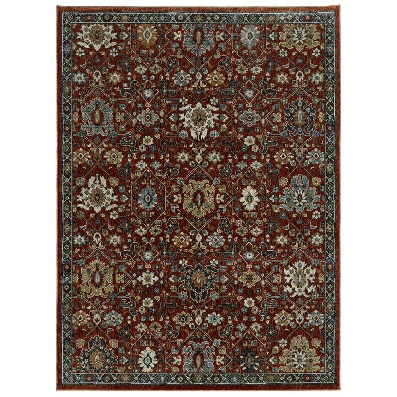 Tessa Updated Classic Rust Red/Blue Area Rug