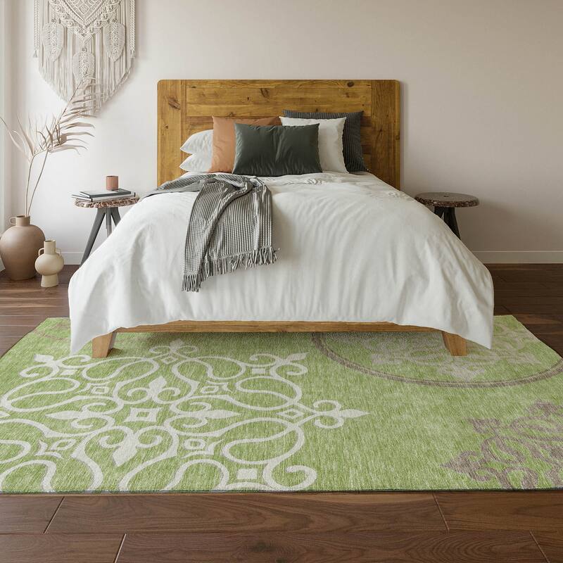 Premium Washable Super Soft Transitional Scroll Mayfield Rug