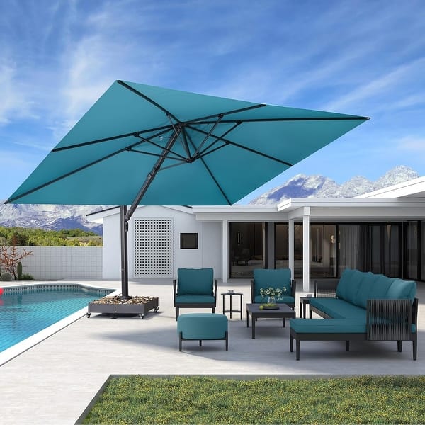 bed bath and beyond teal patio umbrella PURPLE LEAF Extra Large Premium Patio Cantilever Offset Umbrella with  360-degree Rotation - Bed Bath & Beyond