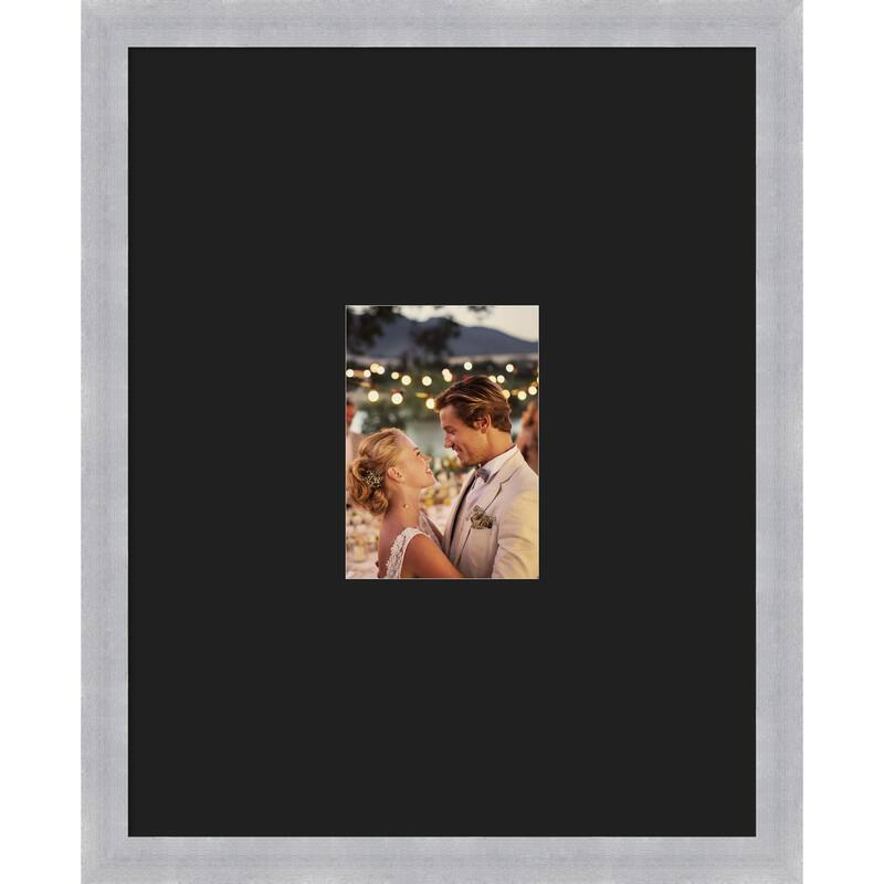 Grace Brushed Gold Narrow Framed Picture Frame, Photo Frame - 16x20 Matted Black 5x7 - Grace Brushed Nickel Narrow
