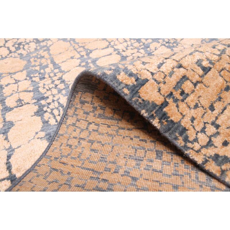 ECARPETGALLERY Hand-knotted Legacy Navy Silk, Wool Rug - 2'7 x 11'7