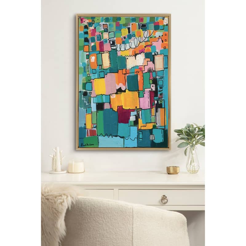 Kate and Laurel Sylvie Afternoon Delight Framed Canvas by Leah Nadeau