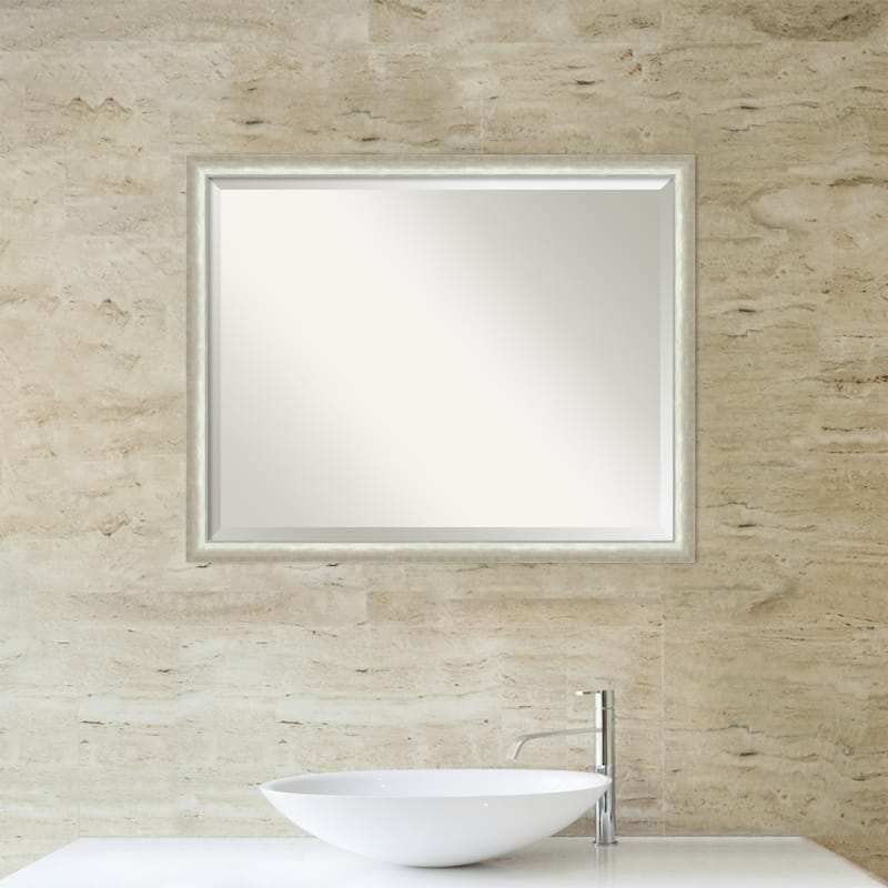 Two Tone Beveled Wood Framed Bathroom Vanity Wall Mirror