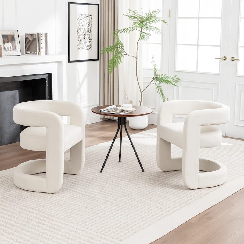 SEYNAR Modern Velvet E-Shaped Open Back Dining chair Set of 2