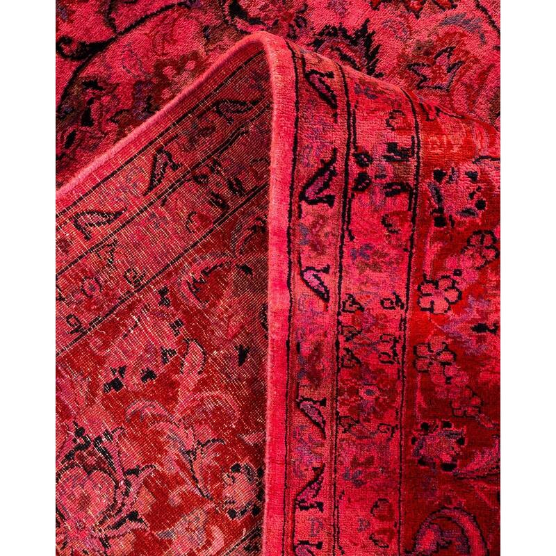 Overton Hand Knotted Wool Vintage Inspired Modern Contemporary Overdyed Pink Area Rug - 9' 3" x 11' 8"