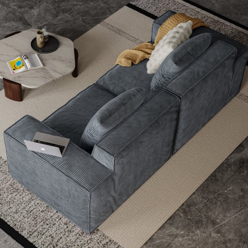 Soft Corduroy Cloud Velvet Fabric Two Person Sofa