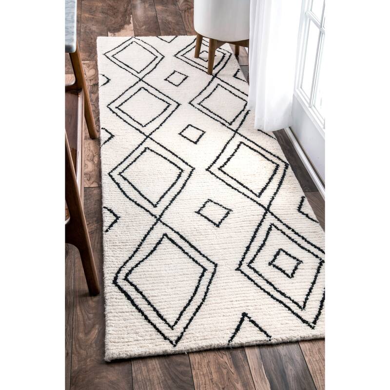 Nuloom Handmade Moroccan Diamond Trellis Wool Natural Rug