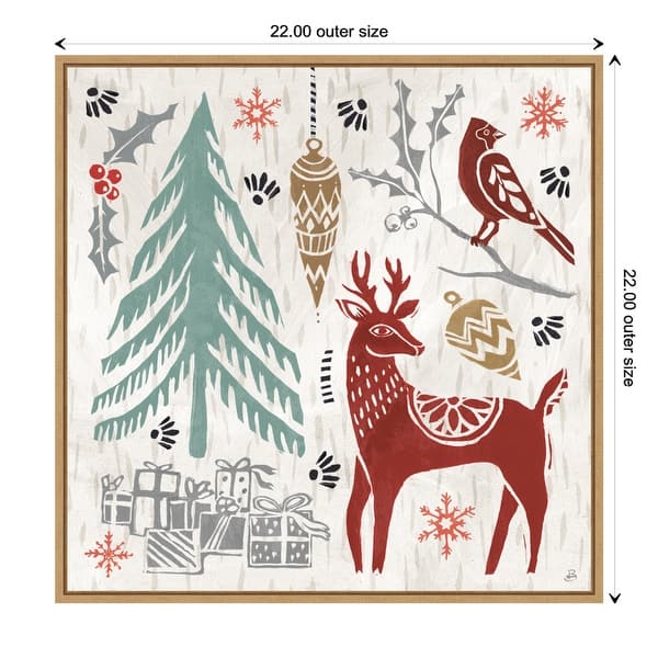 Woodcut Christmas V by Daphne Brissonnet Framed Canvas Wall Art