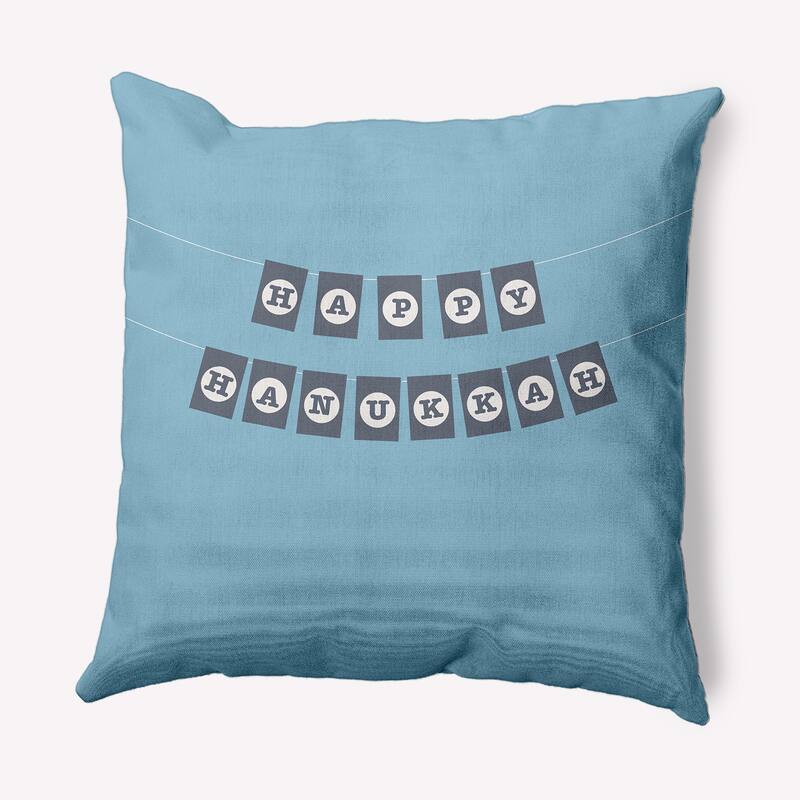 Banner Day Happy Hanukkah Indoor/Outdoor Throw Pillow