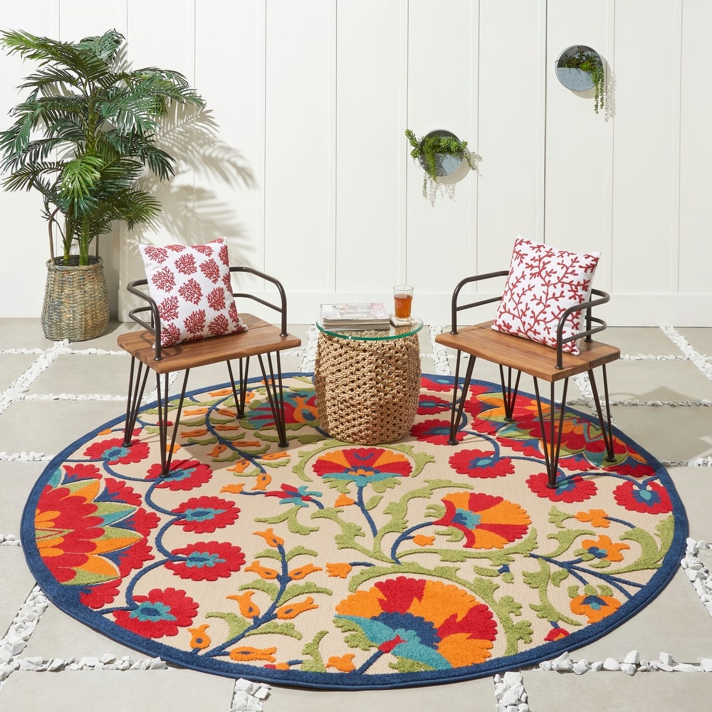 Nourison Aloha Modern Multicolor Floral Botanical Area Rug