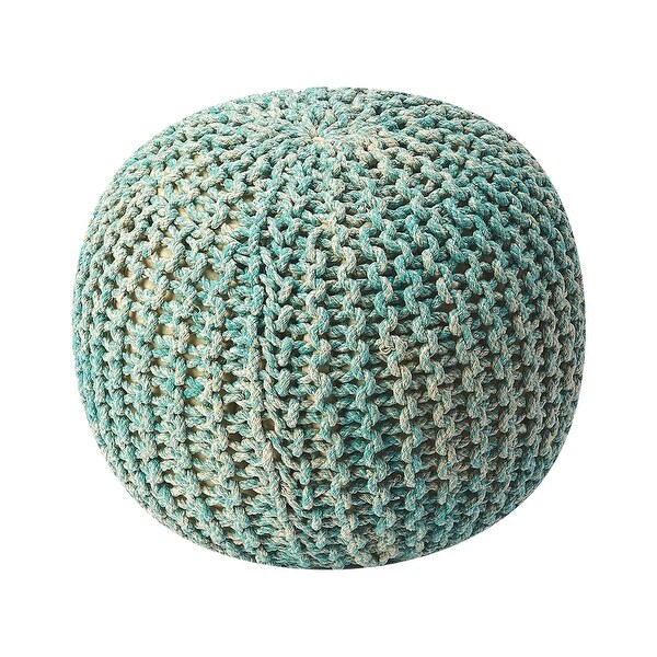 Modern Accent Round Woven Pouffe - Green