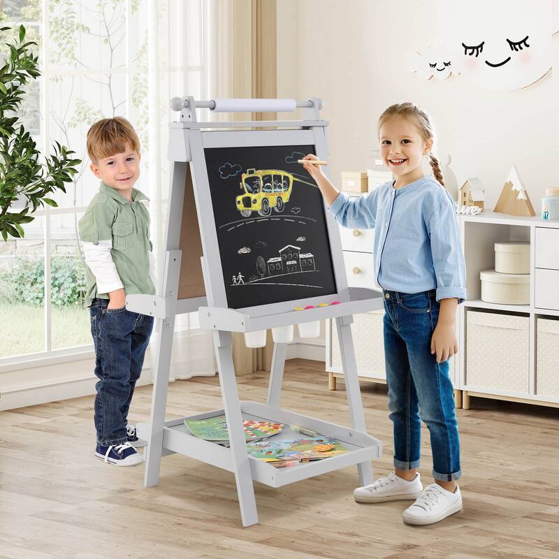 Costway Foldable Easel for Kids 3-in-1 Double-sided Art Easel with - See Details