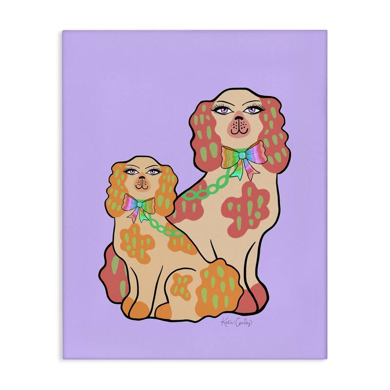 Stupell Funky Dogs on Purple Canvas Wall Art Design By Katie Conley - 30 x 40