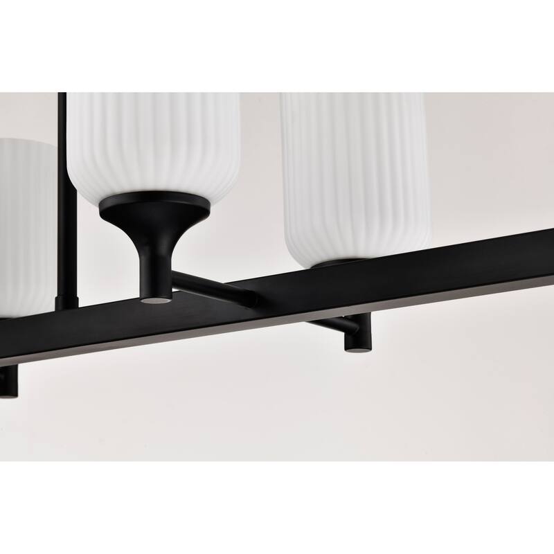 Solara 6 Light Island Pendant Matte Black Finish Frosted Ribbed Glass - Matte Black
